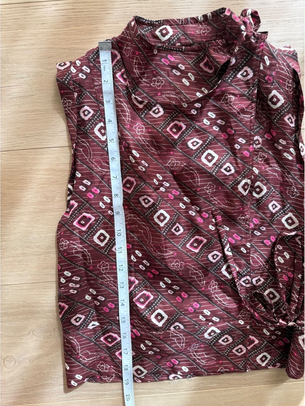 Isabel Marant Silk Printed Wrap Top FR 38 M Red Sleeveless Blouse - Picture 9 of 10